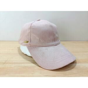 Steve Madden Logo Distress Faux Suede Pink Baseball Cap One Size